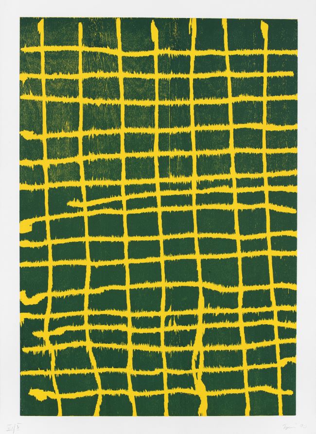 estampe Woodcut yellow-green Günther Förg